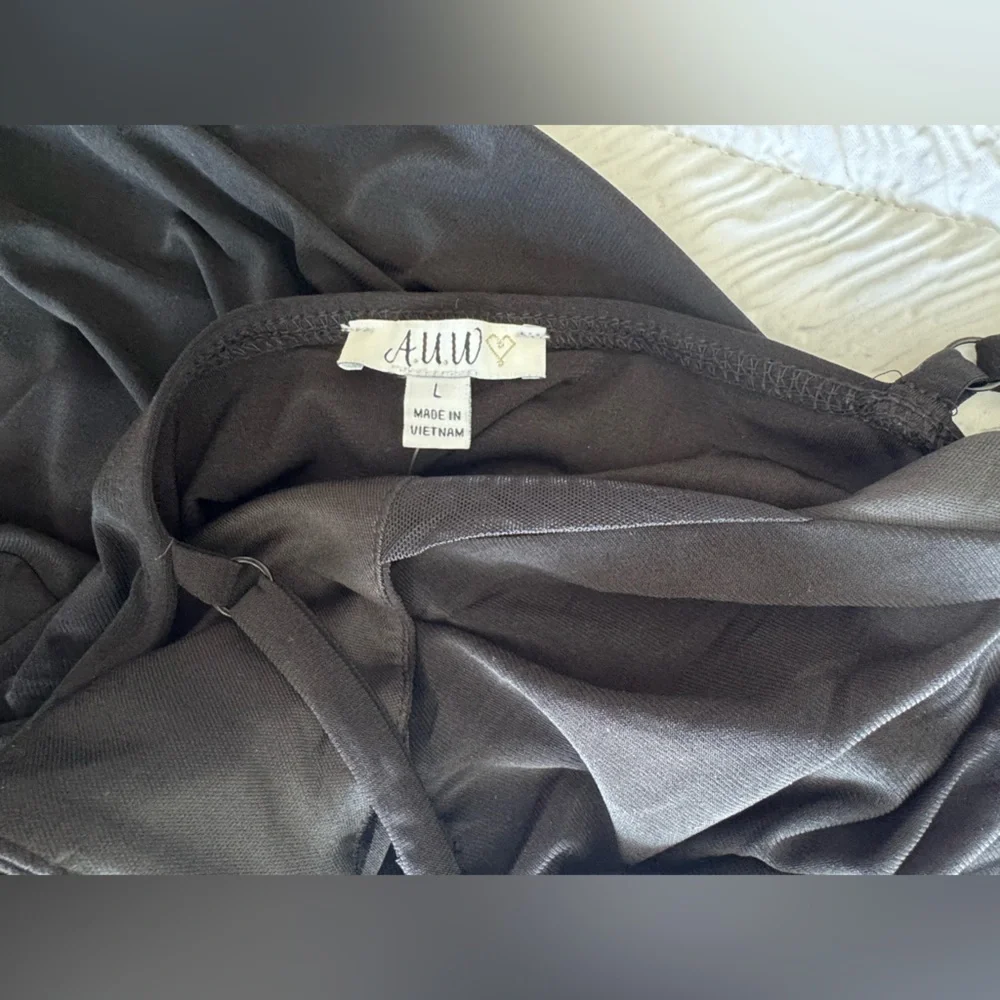 AUW Long Slip Column Sexy Black Dress Women's Size L NWT - Picture 8 of 9